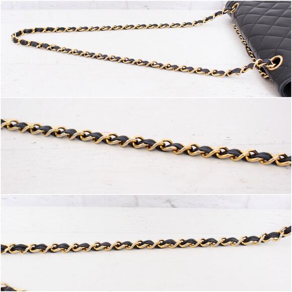 Chanel Paris Limited Two Tone Double Flap Black Lambskin Leather Shoulder A5106 - Picture 8 of 12